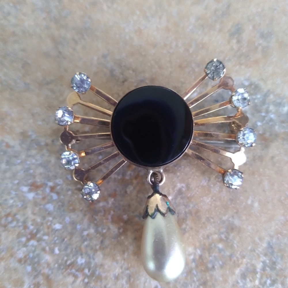 Vintage Van Dell Stamped Brooch/ Pendent 12k Gold Filled Faux Pearl Brooch